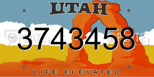 3743458 Utah License Plate