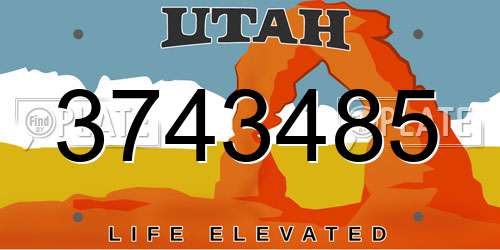 3743485 Utah License Plate