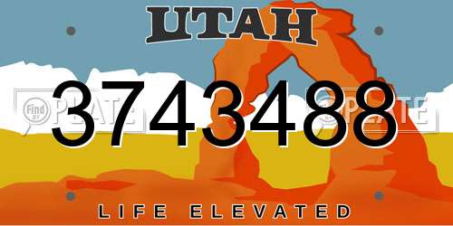 3743488 Utah License Plate