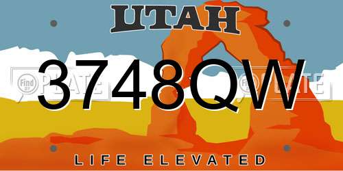 3748QW Utah License Plate