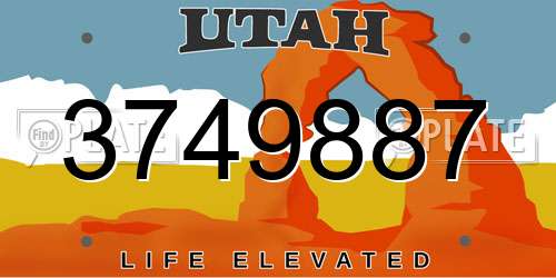 3749887 Utah License Plate
