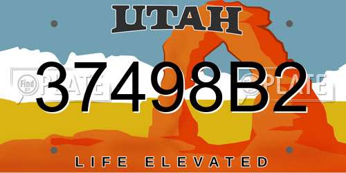 37498B2 Utah License Plate