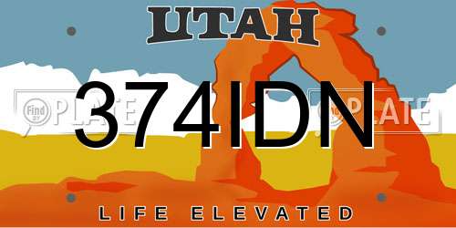 374IDN Utah License Plate