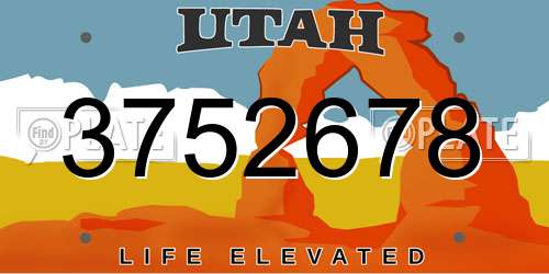 3752678 Utah License Plate