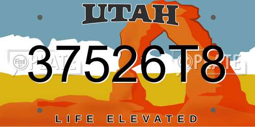 37526T8 Utah License Plate