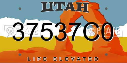37537C0 Utah License Plate