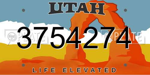 3754274 Utah License Plate