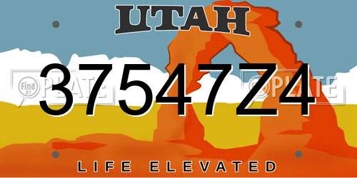 37547Z4 Utah License Plate