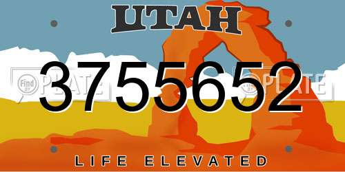3755652 Utah License Plate