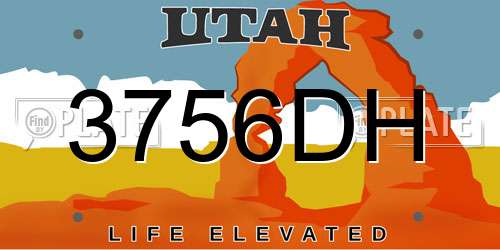 3756DH Utah License Plate