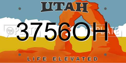 3756OH Utah License Plate
