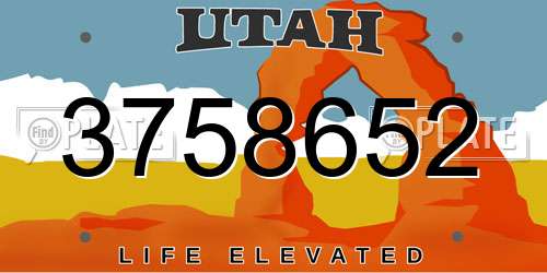 3758652 Utah License Plate
