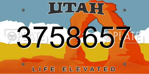 3758657 Utah License Plate