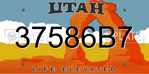 37586B7 Utah License Plate