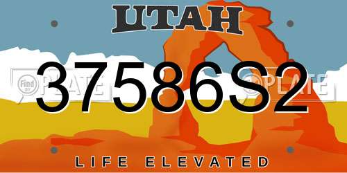 37586S2 Utah License Plate