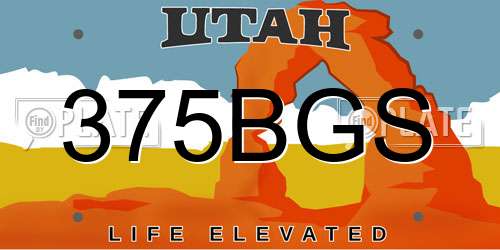 375BGS Utah License Plate