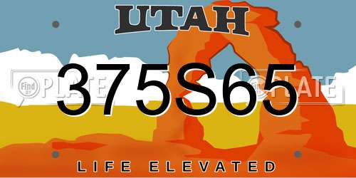 375S65 Utah License Plate