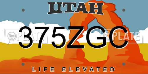 375ZGC Utah License Plate