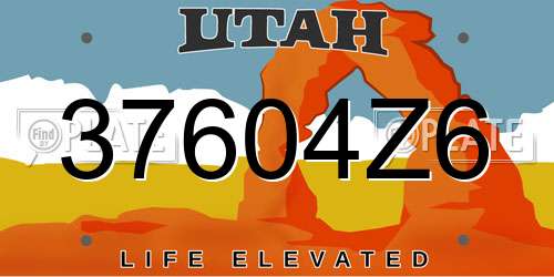 37604Z6 Utah License Plate