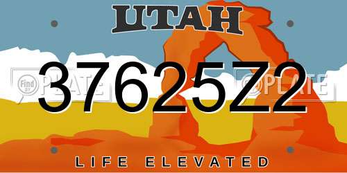 37625Z2 Utah License Plate