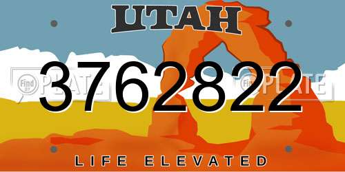 3762822 Utah License Plate