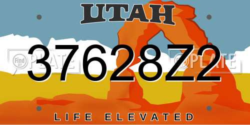 37628Z2 Utah License Plate