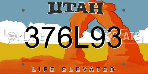 376L93 Utah License Plate