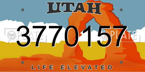 3770157 Utah License Plate