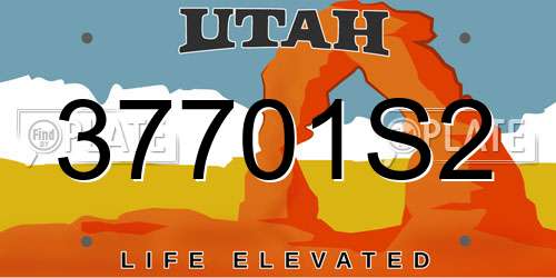37701S2 Utah License Plate