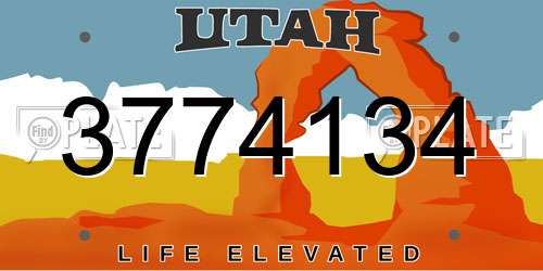 3774134 Utah License Plate
