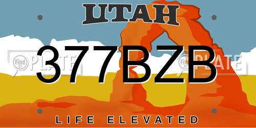 377BZB Utah License Plate