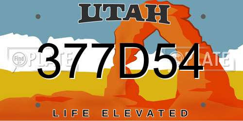 377D54 Utah License Plate