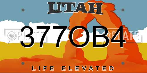 377OB4 Utah License Plate