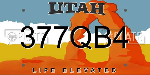377QB4 Utah License Plate