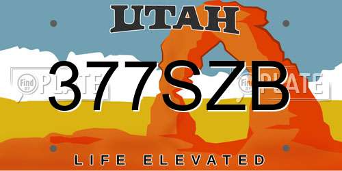 377SZB Utah License Plate