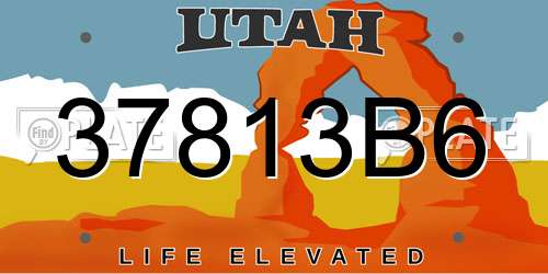 37813B6 Utah License Plate