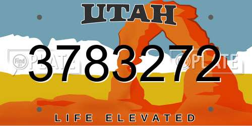 3783272 Utah License Plate