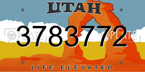 3783772 Utah License Plate