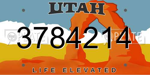 3784214 Utah License Plate