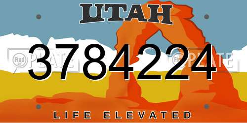 3784224 Utah License Plate