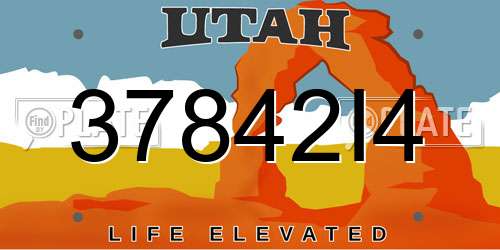 37842I4 Utah License Plate