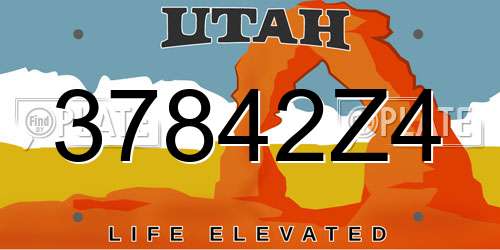 37842Z4 Utah License Plate