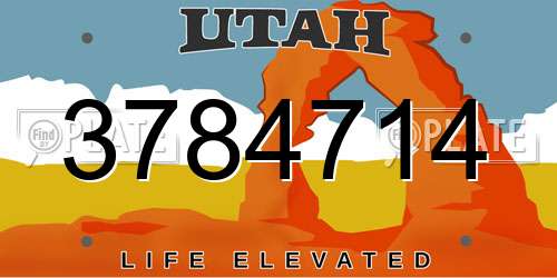 3784714 Utah License Plate