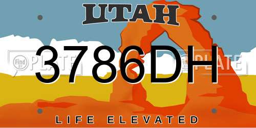 3786DH Utah License Plate