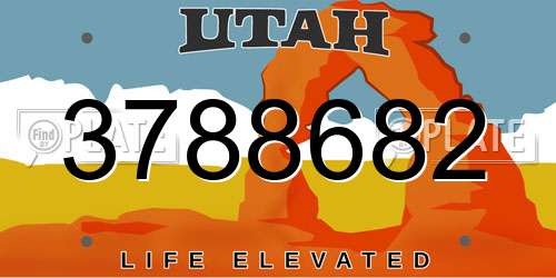 3788682 Utah License Plate