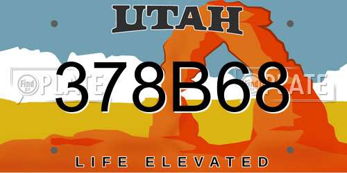 378B68 Utah License Plate