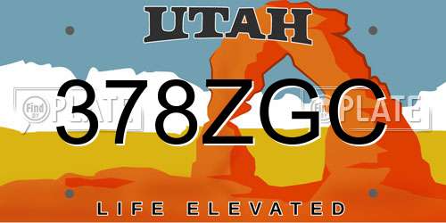 378ZGC Utah License Plate