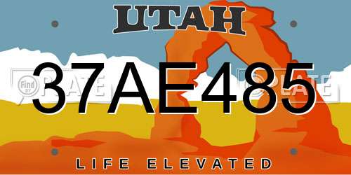 37AE485 Utah License Plate