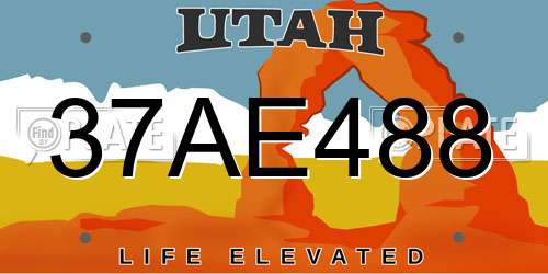 37AE488 Utah License Plate