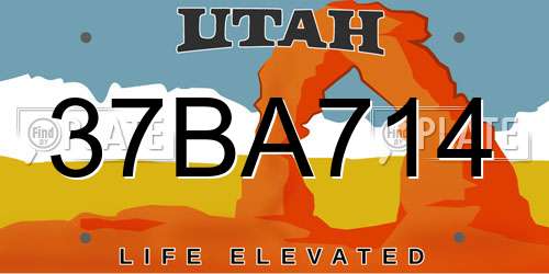 37BA714 Utah License Plate